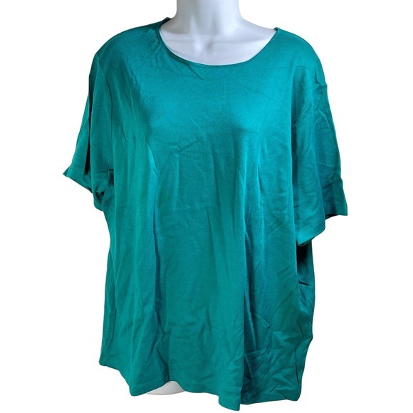 JM Collection by Jennifer Moore Tops - Teal Green Knit Top Plus Size 1X Short Sleeve Casual comfy southwestern